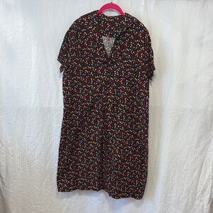 Handmade Corduroy Floral Midi Shift Dress